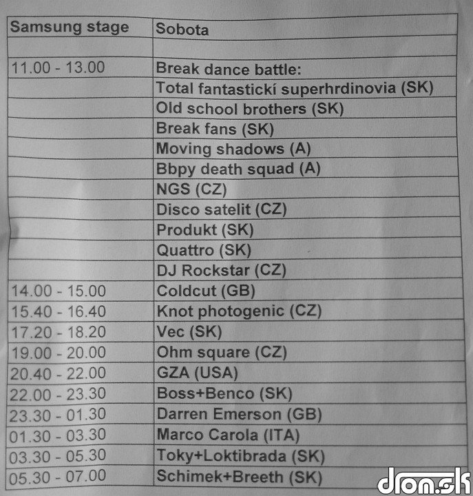 line up @ Samsung Stage